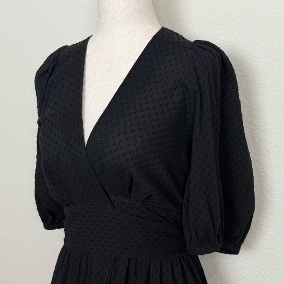 Three Graces London Bronwyn Fil-coupé Cotton Wrap Black Maxi Dress - Picture 6 of 11